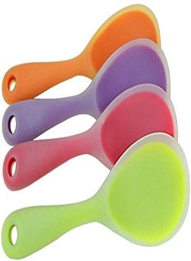 TASKHOUSE Silicone Rice Paddle Spoon Non-Stick Steel Core Rice Scooper for Mashed Potatoes, Salad (Orange) - Image 3